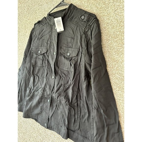 Torrid Dual Fold Military Lightweight Full Zip Bomber Jacket in Black Size 1X - Picture 2 of 5